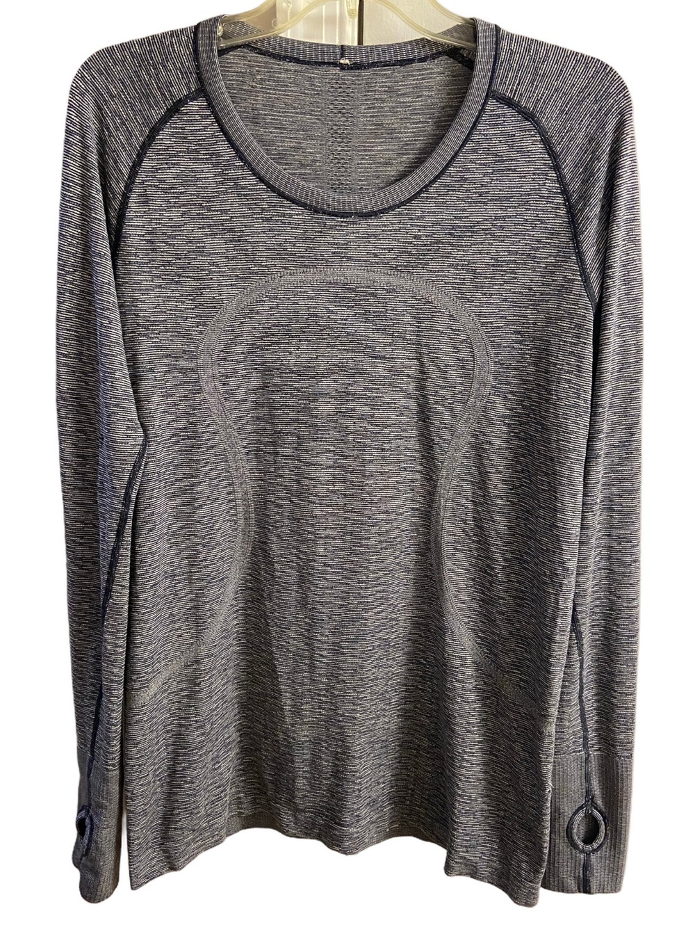Lululemon Swiftly Tech Long Sleeve Shirt Striped Crew Neck Activewear Top Sz 12